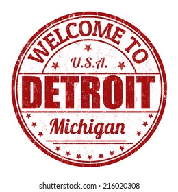 Welcome to Detroit grunge rubber stamp on white background, vector illustration