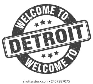 Welcome to Detroit stamp. Detroit round sign isolated on white background