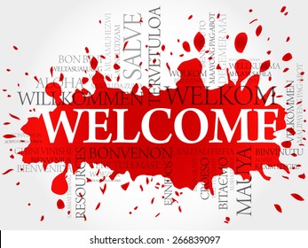 Welcome in different languages word cloud, business concept