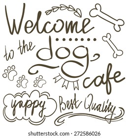 Welcome to the dog cafe. Illustration of dog cafe.