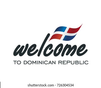 Welcome to Dominican Republic flag sign logo icon