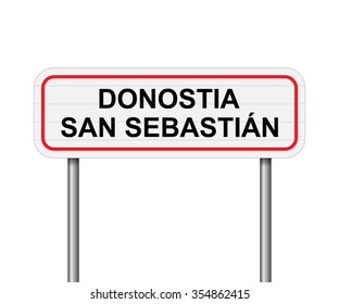 Welcome to Donostia San Sebastian Spain road sign vector