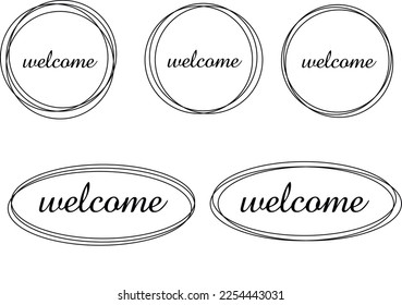 Welcome doodle frame, SVG Vector