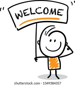 bienvenido Dibujo vectorial estilo Doodle Objeto de ilustración aislado Dibujo manual