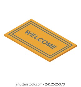 Welcome door mat icon isometric vector. House step front. Open porch