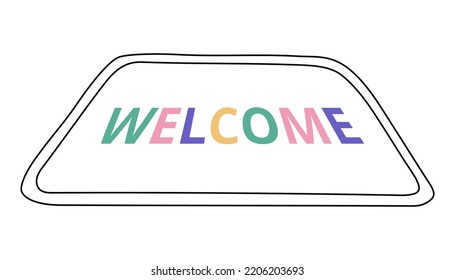 Welcome Door Mat. Line Icon. Vector Illustration