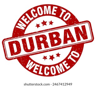 Welcome to Durban stamp. Durban round sign isolated on white background