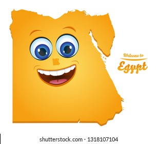 Welcome to Egypt happy face map illustration