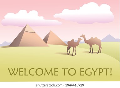 Welcome to Egypt tourist poster. Vector art illustration