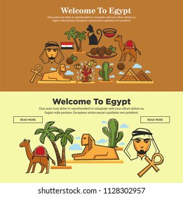 Welcome to Egypt travelling poster set vector illustration