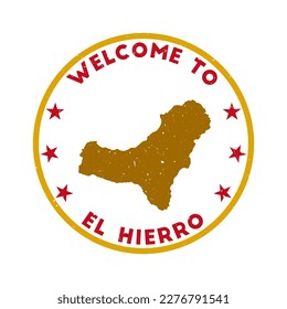Welcome to El Hierro stamp. Grunge island round stamp with texture in Bloodthirsty Lips color theme. Vintage style geometric El Hierro seal. Captivating vector illustration.
