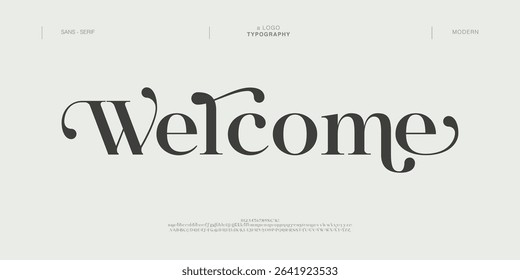 Welcome elegant Modern beauty font alphabet logo. Typography beautiful luxury minimal elegant serif fonts fashion wedding vintage retro logos. vector illustration
