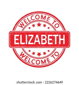 Willkommen bei Elisabeth. Eindringen eines Rundstempels mit einem Mantel. Flachstil