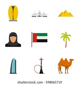 Welcome to Emirates icons set. Flat illustration of 9 welcome to Emirates vector icons for web