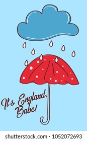 Welcome to England. Country banner. Hand drawn illustration. England sights. Vector illustration.