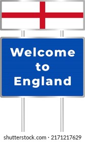 "Welcome to England" traffic sign with state flag