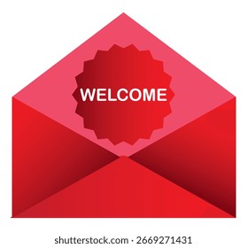 Ilustración vectorial de icono de insignia de sobre de bienvenida