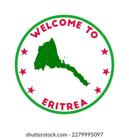 Welcome to Eritrea stamp. Grunge country round stamp with texture in Neon Romance color theme. Vintage style geometric Eritrea seal. Astonishing vector illustration.