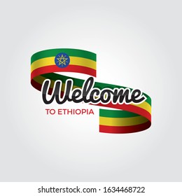 Welcome to Ethiopia flag. Patriotic design. Vector illustration.