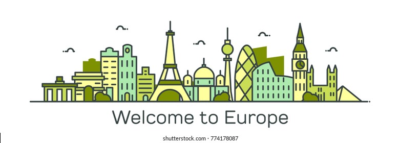 Bienvenidos a Europa. Ilustración vectorial