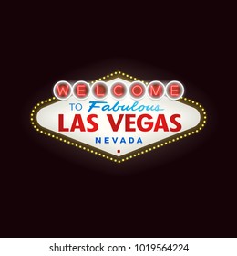 Welcome to Fabulous Las Vegas Nevada Vector Illustration Dark Background