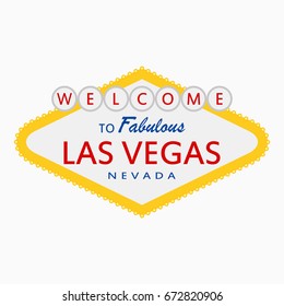 Welcome to Fabulous Las Vegas, Nevada - sign with illumination lamps. Classic retro signboard in flat style. Vector illustration.