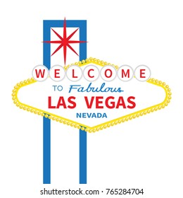 Welcome to fabulous Las Vegas sign icon. Classic retro symbol. Red star. Nevada sight showplace. Flat design. White background. Isolated. Vector illustration