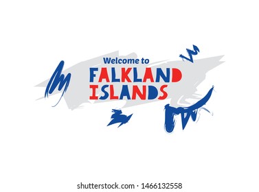 Welcome to Falkland Islands. Name country template design for greeting card, banner, poster.