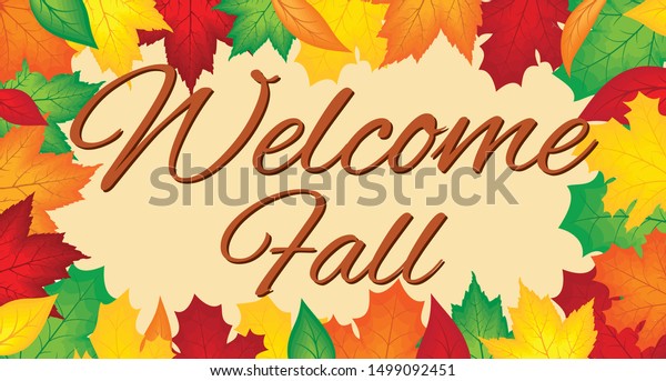 Welcome Fall Banner Autumn Colored Maple Stock Vector (Royalty Free ...