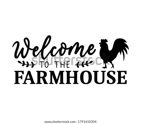 Welcome Farmhouse Design Lettering Floral Decor Stock Vector (Royalty ...