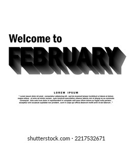 bienvenida a la ilustración de diseño de plantilla de vector 3d de febrero