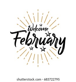 Welcome February - Firework - Vector for greeting, new month