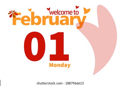 Welcome to February with vector Hearts. Decoration text Hearts. Illustration for February with Calendar Dates. Simple, Awesome, and Creative eps illustration.