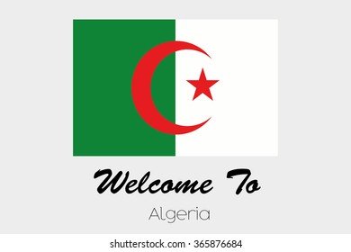 A Welcome to Flag Illustration of the country of Algeria