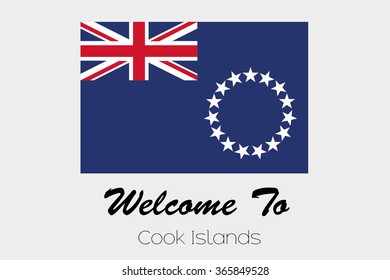 A Welcome to Flag Illustration of the country of Cook Islands
