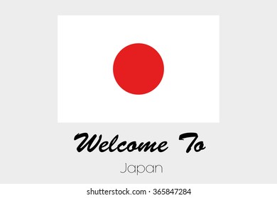 A Welcome to Flag Illustration of the country of Japan