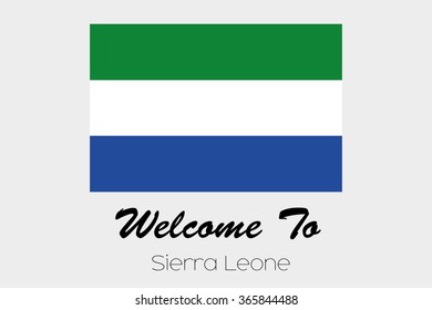A Welcome to Flag Illustration of the country of Sierra Leone