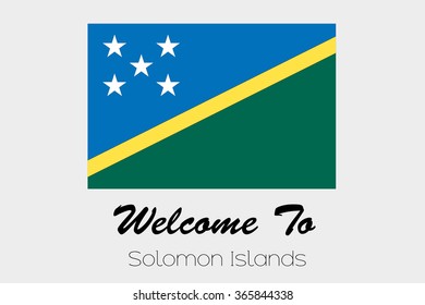 A Welcome to Flag Illustration of the country of Solomon Islands