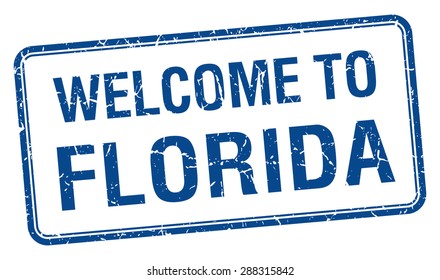 welcome to Florida blue grunge square stamp