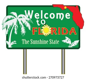 Welcome to Florida for the presentation of the southern US state. Vector illustration.