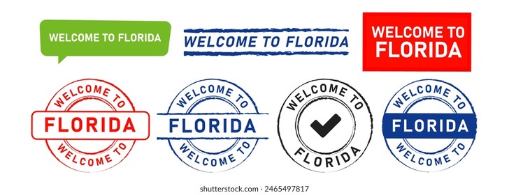 welcome to florida stamp label sticker sign for country city explore travel trip
