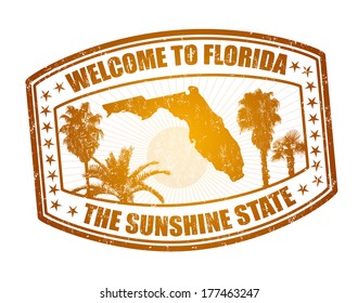 Welcome to Florida travel stamp on white, vector illustration