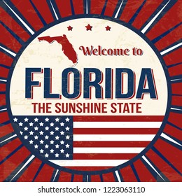 Welcome to Florida vintage grunge poster, vector illustrator