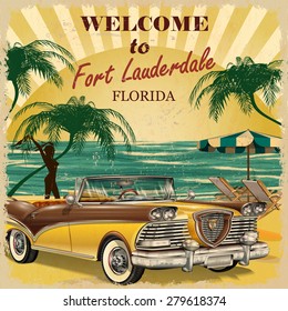 Welcome to Fort Lauderdale,Florida retro poster.