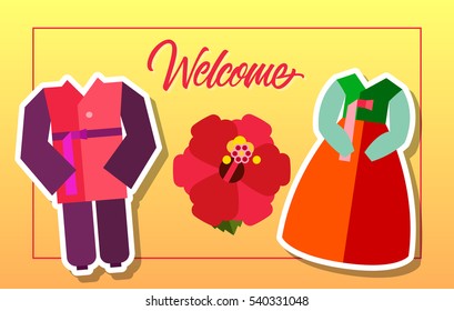 Welcome Frame with Japanese Clothing
