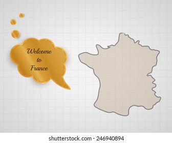 welcome to france speak bubble on graph paper