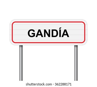 Welcome to Gandia Spain road sign vector