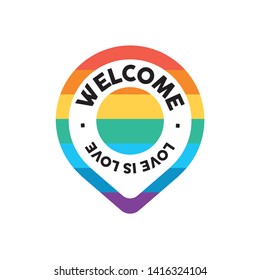 Welcome Gay icon. Rainbow flag