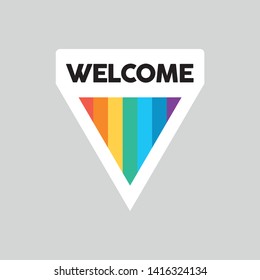 Welcome Gay icon. Rainbow flag