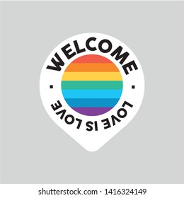 Welcome Gay icon. Rainbow flag